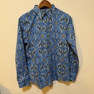 Lands’ End Paisley Button Down Women’s 10 Preppy Teacher-Core No Iron